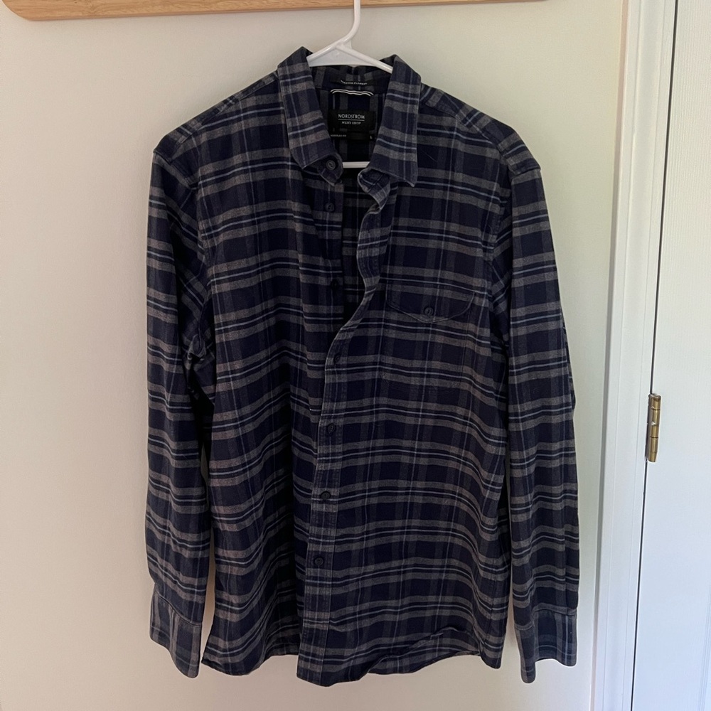 Nordstrom Blue and White Casual Button Down Shirt